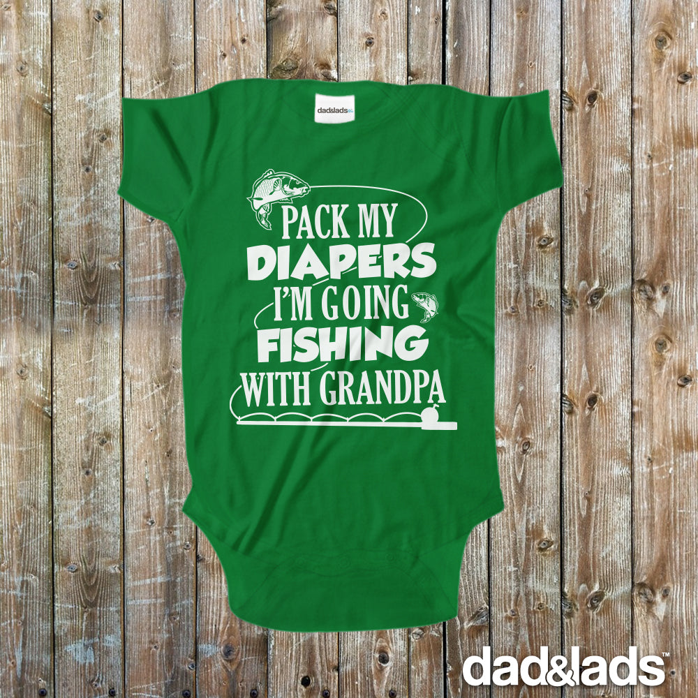 Pack My Diapers I'm Going Fishing With Daddy Character Graphic