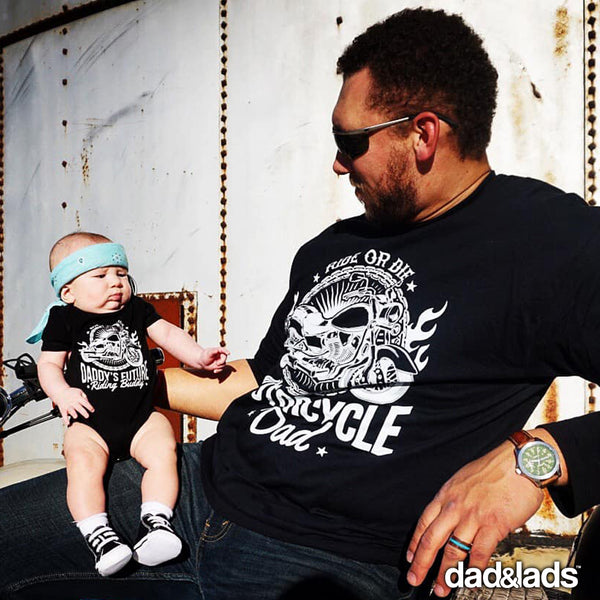 Motorcycle Dad and Daddy's Future Riding Buddy Matching Shirts for Dad and Baby - Dad and Lads
