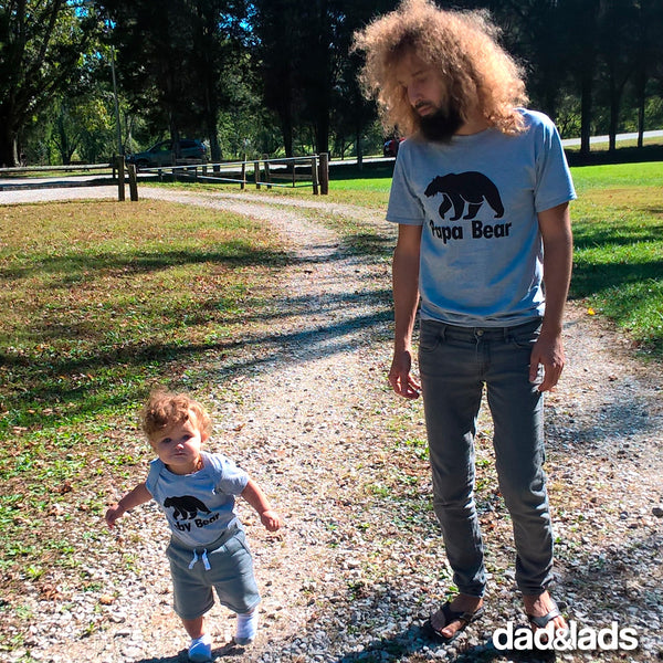 Papa Bear and Baby Bear Father Son Matching Shirts - Dad and Lads