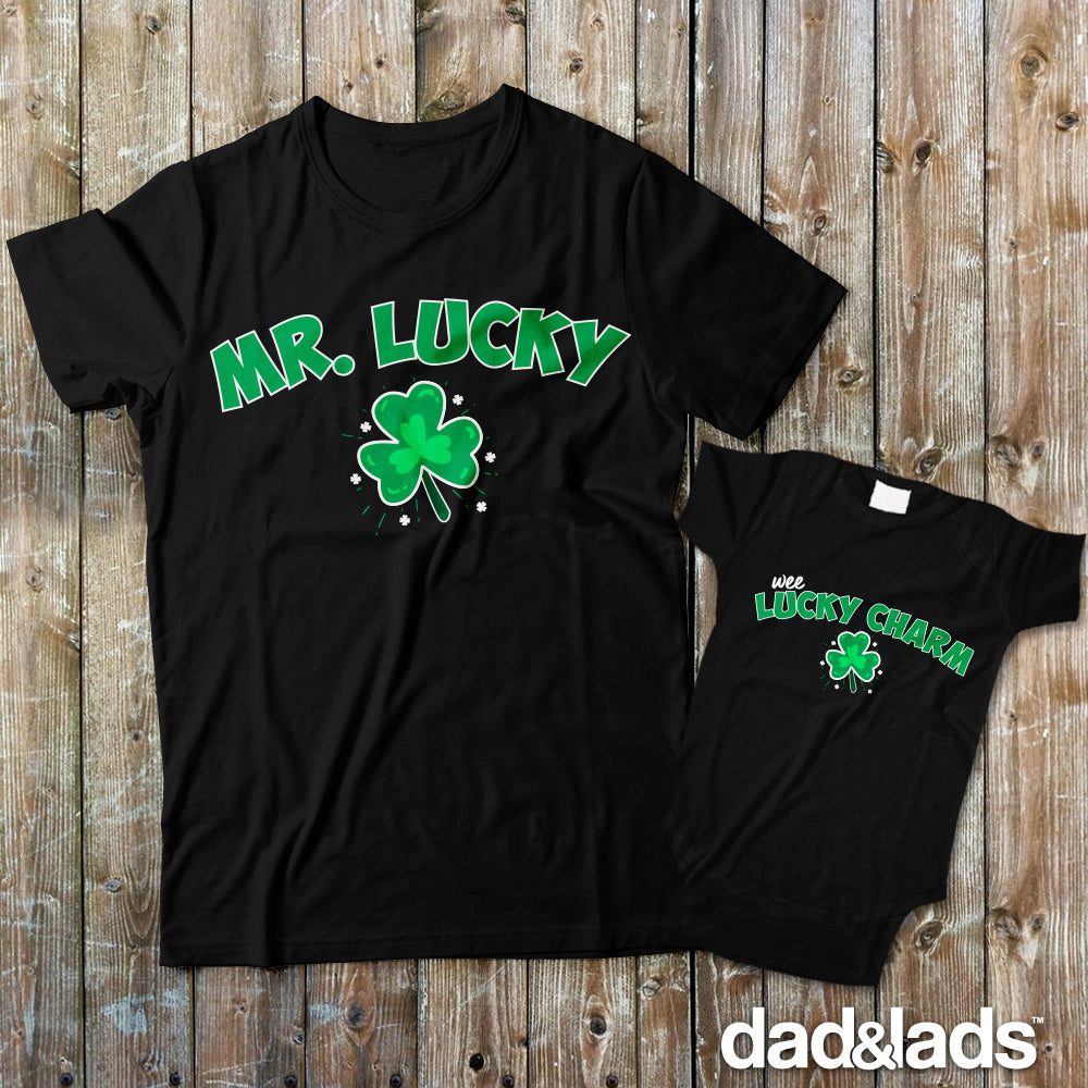 Lucky and Lucky Charm Matching Father Son Patrick's Day Shirts