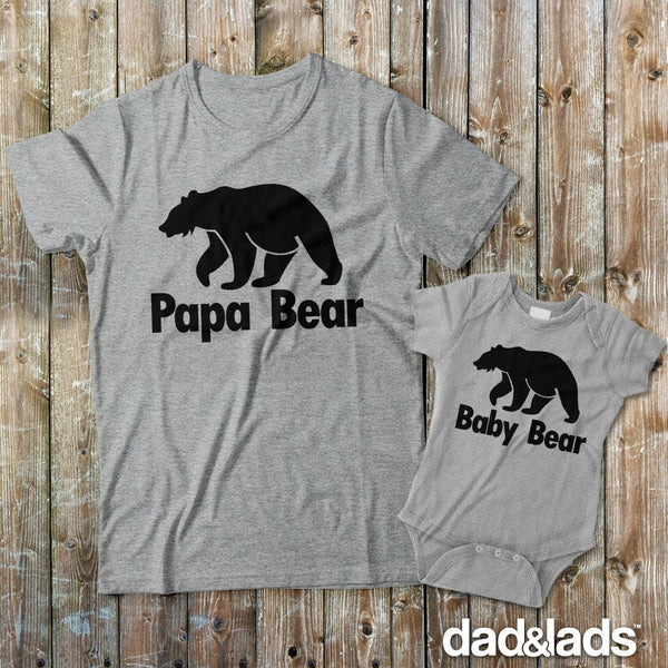 Papa Bear and Baby Bear Father Son Matching Shirts - Dad and Lads