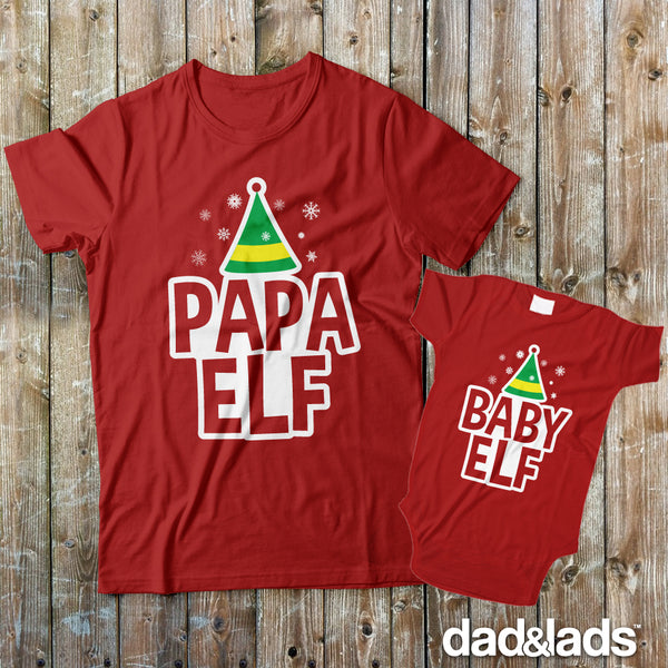 Papa Elf and Baby Elf Dad and Baby Matching Shirts for Christmas! - Dad and Lads