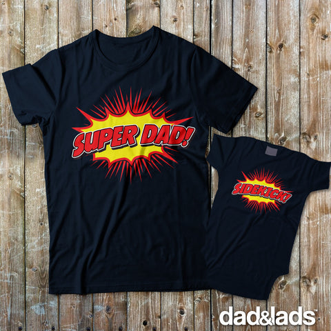 Super Dad and Sidekick Dad and Me Shirts - Dad and Lads