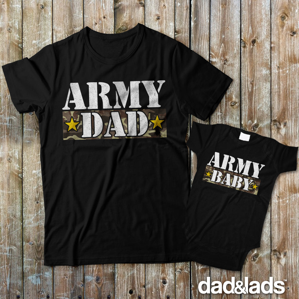 Army Dad and Army Baby Matching Dad and Baby Shirts - Dad and Lads