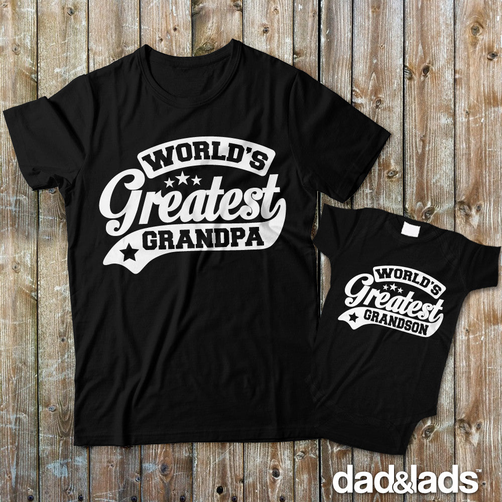 World's Greatest Grandpa and World's Greatest Grandson Grandpa and Baby Matching Shirts - Dad and Lads