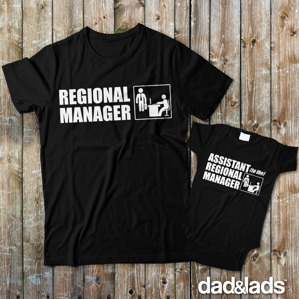 Regional Manager and Assistant To The Regional Master Matching Dad and Baby Shirts - Dad and Lads